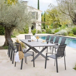 Table De Jardin Extensible Axiome Ardoise Granitée -Hespéride 00W074399L