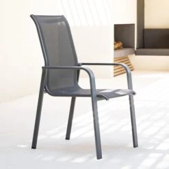 Fauteuil De Jardin Haut Empilable Essio Anthracite & Graphite