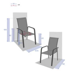 Fauteuil De Jardin Haut Empilable Essio Anthracite & Graphite -Hespéride 00W077891D
