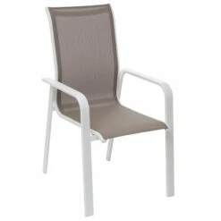 Fauteuil De Jardin Dossier Haut Empilable Essio Noisette & Blanc