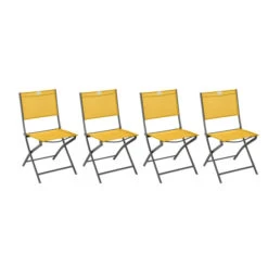 Lot De 4 Chaises De Jardin Pliantes Modula Jaune Moutarde & Graphite