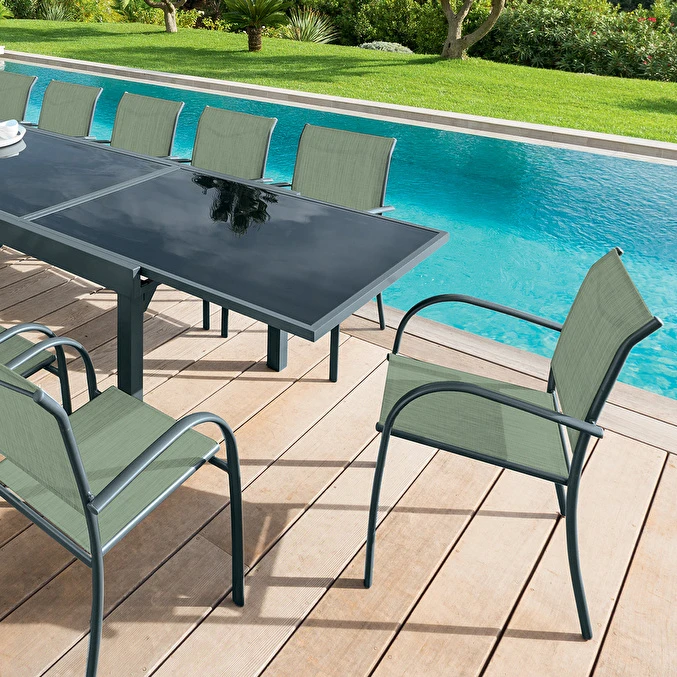 Fauteuil De Jardin Empilable Piazza Vert Olive & Graphite 1 Fauteuil De Jardin Empilable Piazza Vert Olive & Graphite