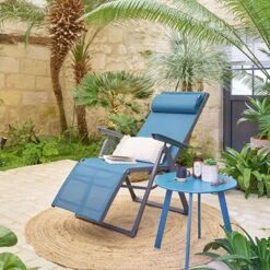 Fauteuil De Jardin Inclinable Decima Bleu Canard & Graphite -Hespéride 00W079325F
