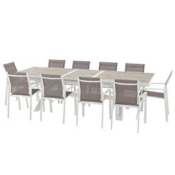 Table De Jardin Extensible Axiome Sépia & Blanc -Hespéride 00W080040E