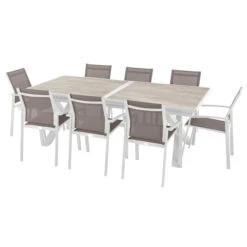 Table De Jardin Extensible Axiome Sépia & Blanc -Hespéride 00W080040F