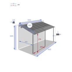 Pergola Adossée Belize Graphite -Hespéride 00W080088E
