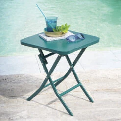 Table D'appoint De Jardin Carrée Greensboro Bleu Canard