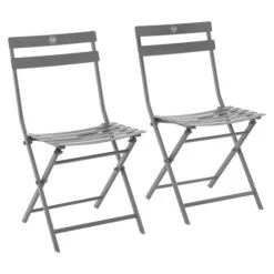 Lot De 2 Chaises De Jardin Pliantes Greensboro Gris Quartz -Hespéride 00W084946C