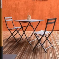 Lot De 2 Chaises De Jardin Pliantes Greensboro Gris Quartz -Hespéride 00W084946H