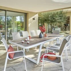 Table De Jardin Extensible Unisson Pécan & Blanc