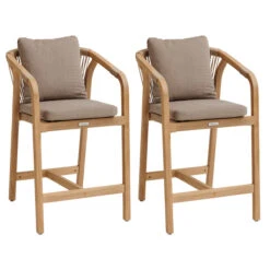 Lot De 2 Fauteuils Hauts De Jardin Papouasie Acacia & Taupe