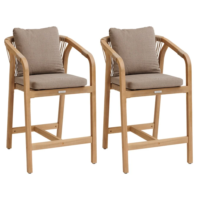 Lot De 2 Fauteuils Hauts De Jardin Papouasie Acacia & Taupe 1 Lot De 2 Fauteuils Hauts De Jardin Papouasie Acacia & Taupe