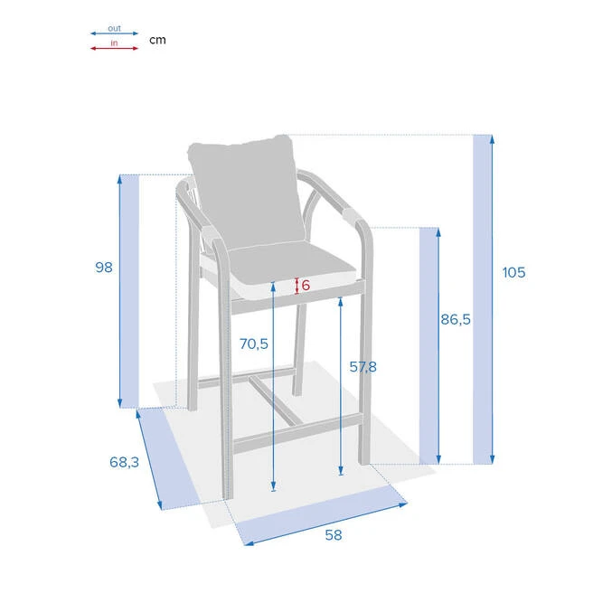 Lot De 2 Fauteuils Hauts De Jardin Papouasie Acacia & Taupe 5 Lot De 2 Fauteuils Hauts De Jardin Papouasie Acacia & Taupe – Image 5