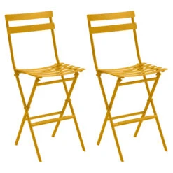 Lot De 2 Chaises Hautes Pliantes De Jardin Greensboro Jaune Moutarde