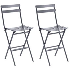 Lot De 2 Chaises Hautes Pliantes De Jardin Greensboro Graphite