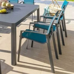 Fauteuil De Jardin Empilable Axant Bleu Canard & Graphite