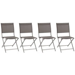 Lot De 4 Chaises De Jardin Pliantes Axant Wengé & Praline