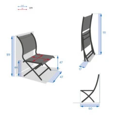 Lot De 4 Chaises De Jardin Pliantes Axant Bleu Canard & Graphite -Hespéride 00W085175D