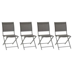 Lot De 4 Chaises De Jardin Pliantes Axant Anthracite & Graphite