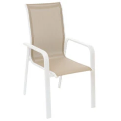 Fauteuil De Jardin Dossier Haut Empilable Essio Lin & Blanc