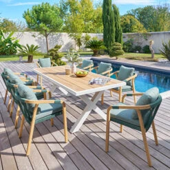 Table De Jardin Rectangulaire Emperia Acacia & Blanc