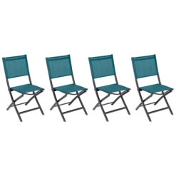 Lot De 4 Chaises De Jardin Pliantes Essentia Bleu Canard & Graphite