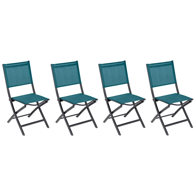 Lot De 4 Chaises De Jardin Pliantes Essentia Bleu Canard & Graphite 1 Lot De 4 Chaises De Jardin Pliantes Essentia Bleu Canard & Graphite