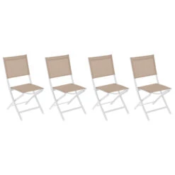 Lot De 4 Chaises De Jardin Pliantes Essentia Lin & Blanc