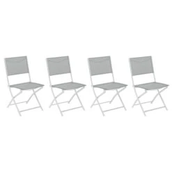 Lot De 4 Chaises De Jardin Pliantes Modula Galet & Blanc