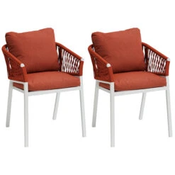 Lot De 2 Fauteuils De Jardin Oriengo Brique & Blanc