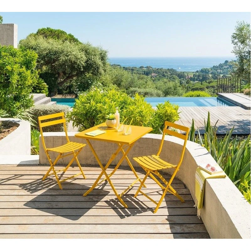 Chaise Métal Pliante Greensboro Moutarde Hespéride 4 Chaise Métal Pliante Greensboro Moutarde Hespéride – Image 4