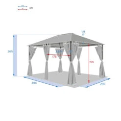 Jeu De 6 Rideaux Gris Ardoise Pour Tonnelle Santorini Et Thira -Hespéride jeu de 6 rideaux gris ardoise pour la tonnelle santorini 3 x 4m 2