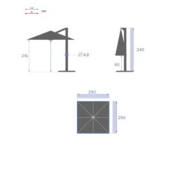 Parasol Décentré Carré Manoa Bleu Canard Hespéride -Hespéride parasol decentre carre manoa bleu canard hesperide 3