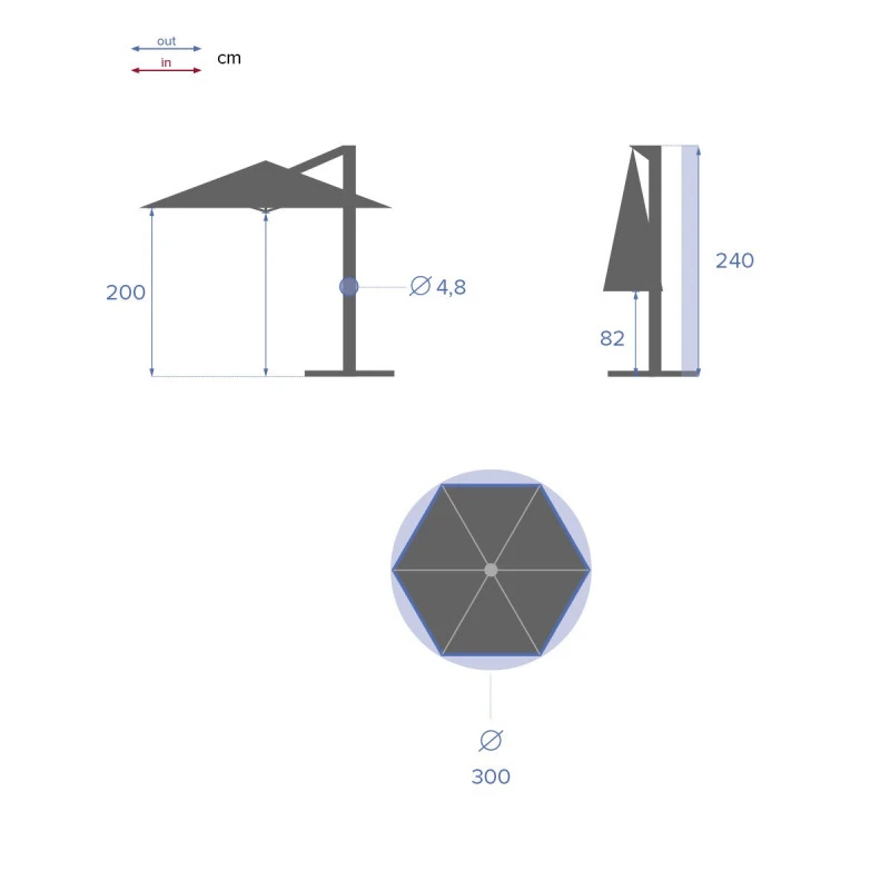 Parasol Décentré Rond Manoa Ardoise Hespéride 4 Parasol Décentré Rond Manoa Ardoise Hespéride – Image 4