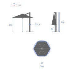 Parasol Décentré Rond Manoa Taupe Hespéride -Hespéride parasol decentre rond manoa taupe hesperide 3
