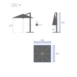 Parasol Déporté Carré Equador Bordeaux Hespéride -Hespéride parasol deporte carre equador bordeaux hesperide 7