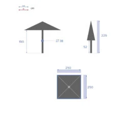 Parasol Droit Carré 2,5x2,5m Soya Ardoise Hespéride -Hespéride parasol droit carre 25x25m soya ardoise hesperide 1 6