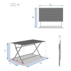 Table Alu Pliante Azua 4 Places Graphite Hespéride -Hespéride table aluminium azua 4 places graphite hesperide 4