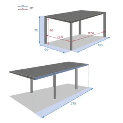 Table Rectangulaire Extensible Piazza 10 P. Graphite Hespéride -Hespéride table rectangulaire extensible piazza 10 personnes graphite hesperide 5