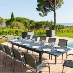 Table Rectangulaire Extensible Piazza 12 P. Graphite Hespéride -Hespéride table rectangulaire extensible piazza 12 personnes graphite hesperide 5