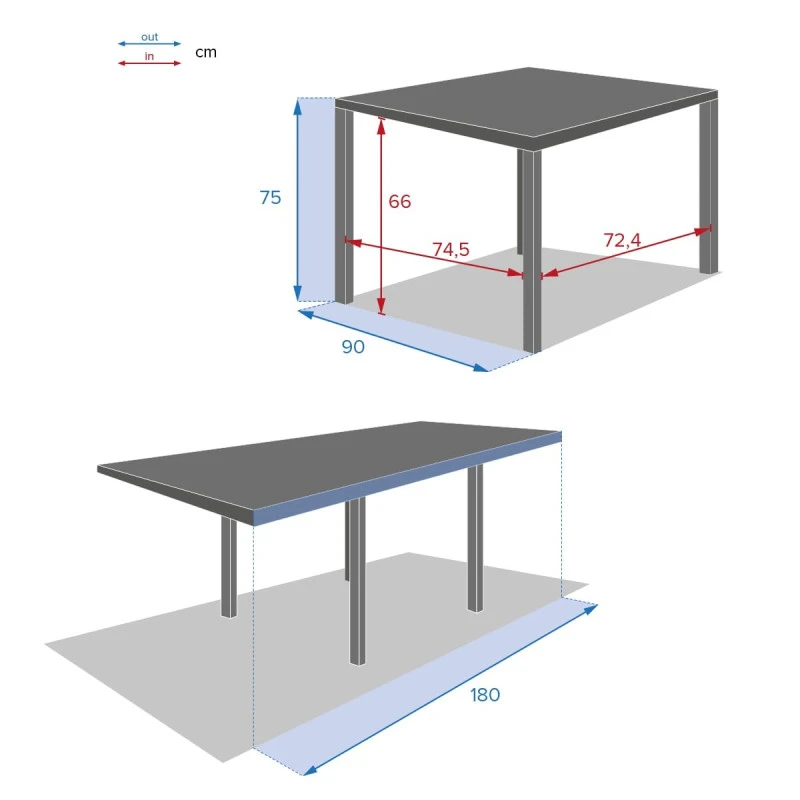 Table Rectangulaire Extensible Piazza 8 P. Graphite Hespéride 8 Table Rectangulaire Extensible Piazza 8 P. Graphite Hespéride – Image 8