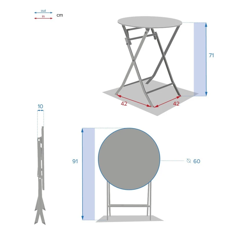 Table Ronde Pliante Greensboro 2p Ocre Hespéride 4 Table Ronde Pliante Greensboro 2p Ocre Hespéride – Image 4