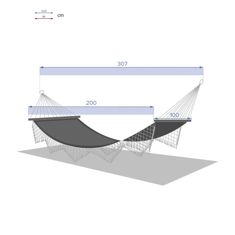 Toile Hamac Ethnique Franges 2 M Hespéride 5 Toile Hamac Ethnique Franges 2 M Hespéride – Image 5