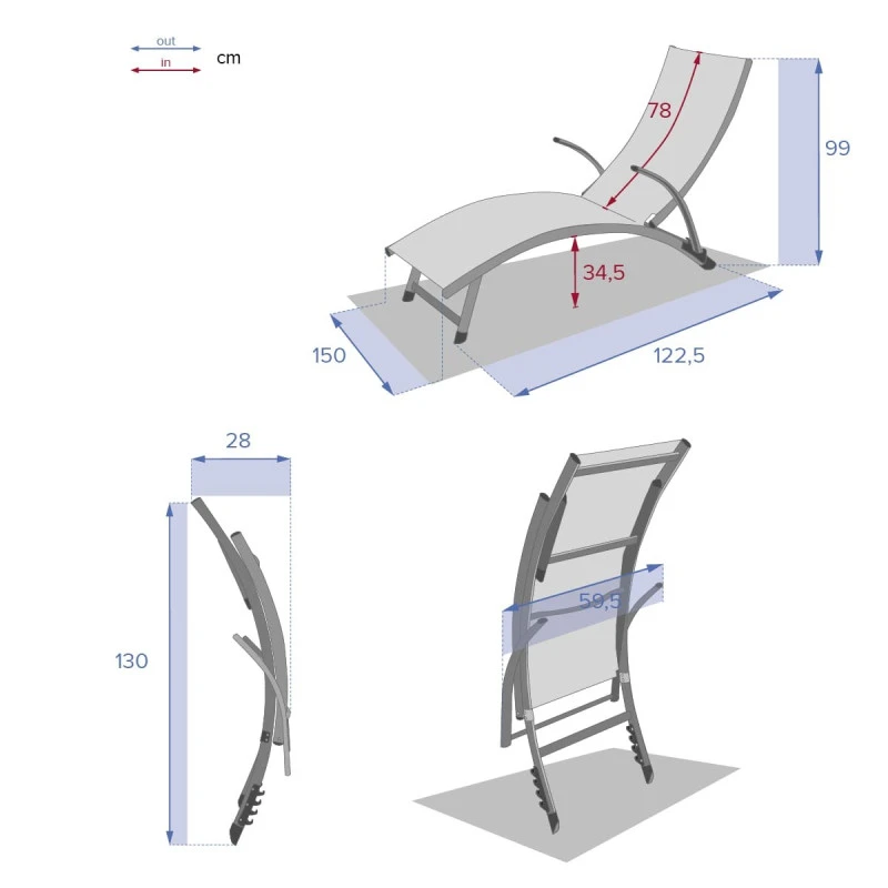 Transat Samba Pliable Et Empilable Gris Ardoise Hespéride 4 Transat Samba Pliable Et Empilable Gris Ardoise Hespéride – Image 4